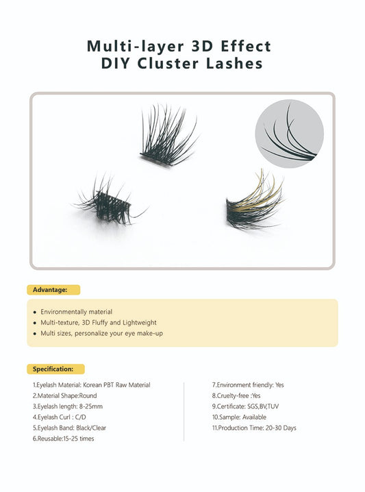 Factory Price Wholesale Pre-Cut Segmented Extension Kits DIY Cluster Lash